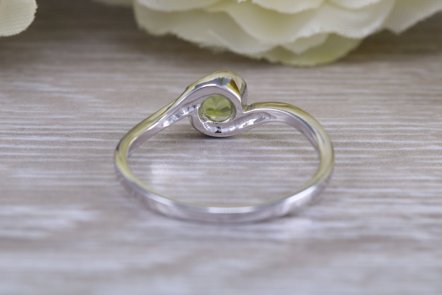 Sterling Silver August Real Peridot Birthstone Ring