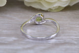 Sterling Silver August Real Peridot Birthstone Ring