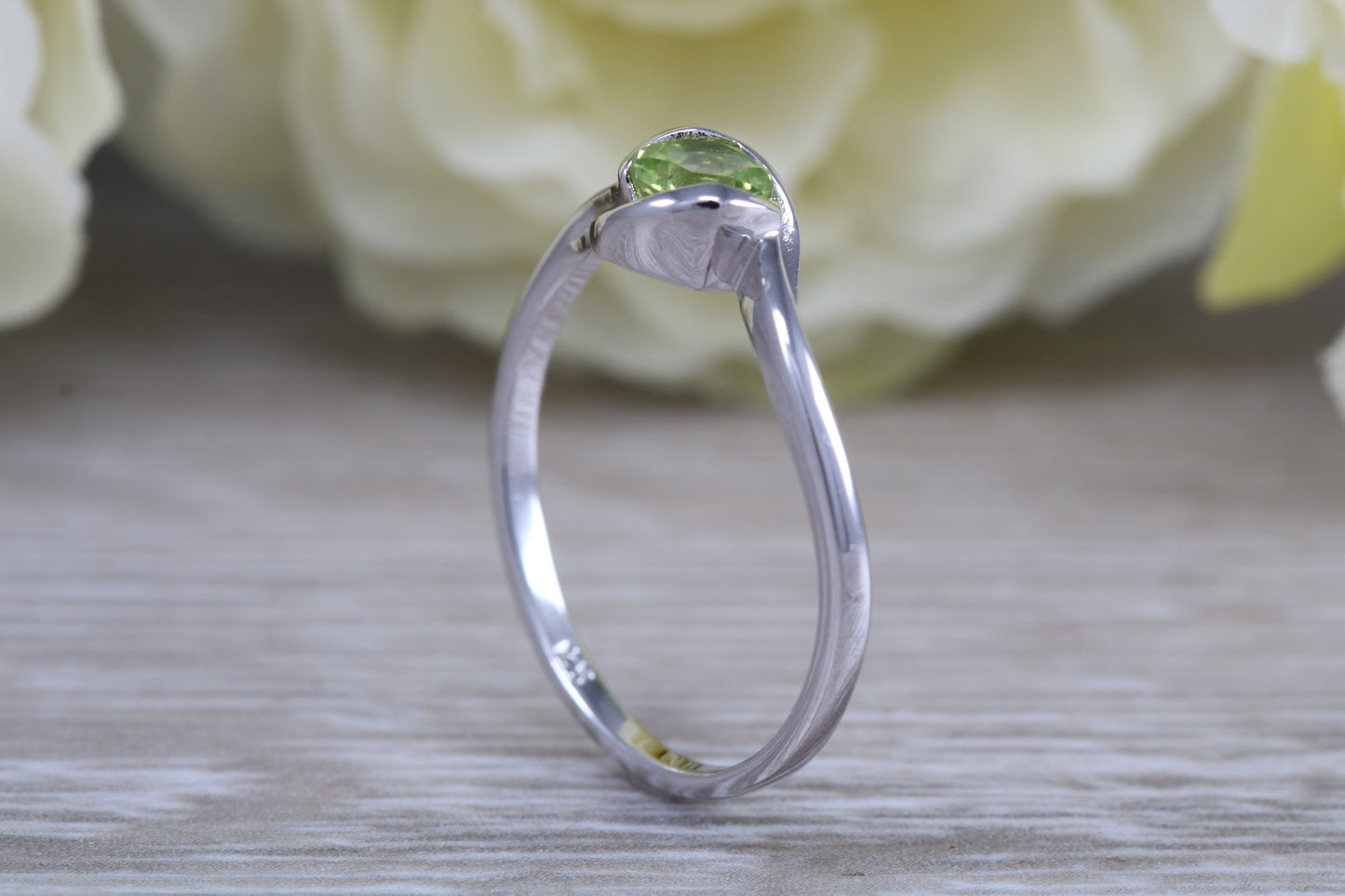 Sterling Silver August Real Peridot Birthstone Ring