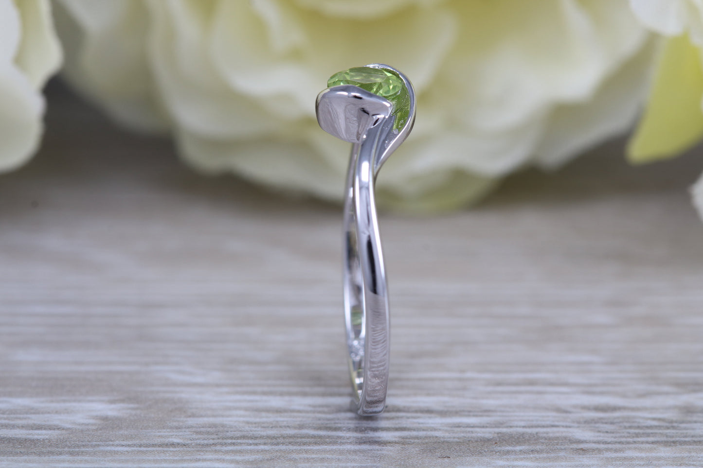Sterling Silver August Real Peridot Birthstone Ring