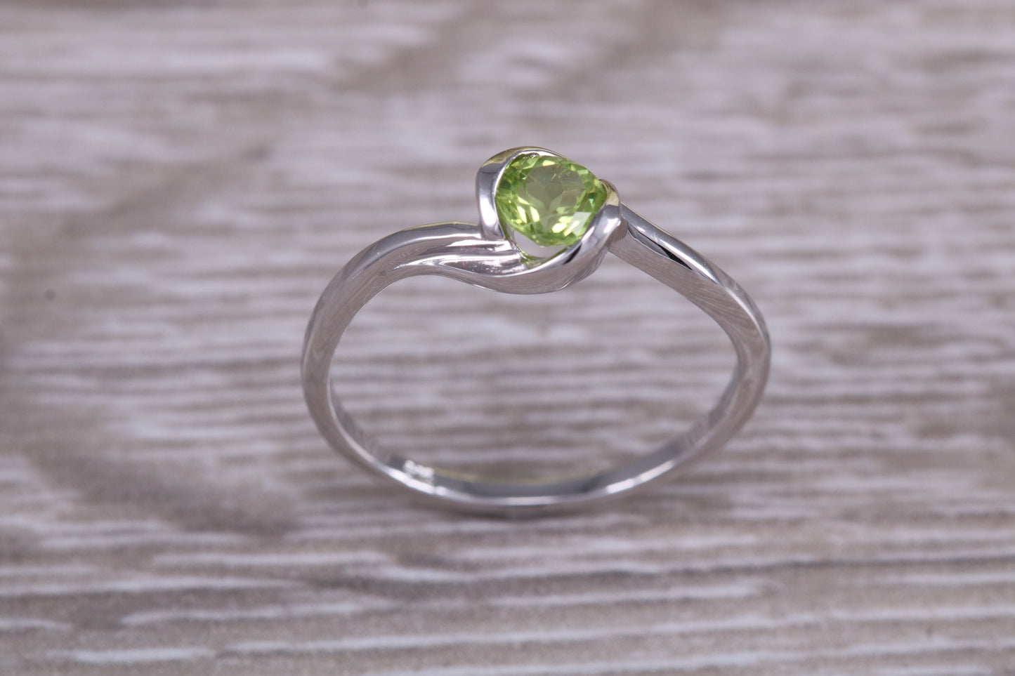 Sterling Silver August Real Peridot Birthstone Ring