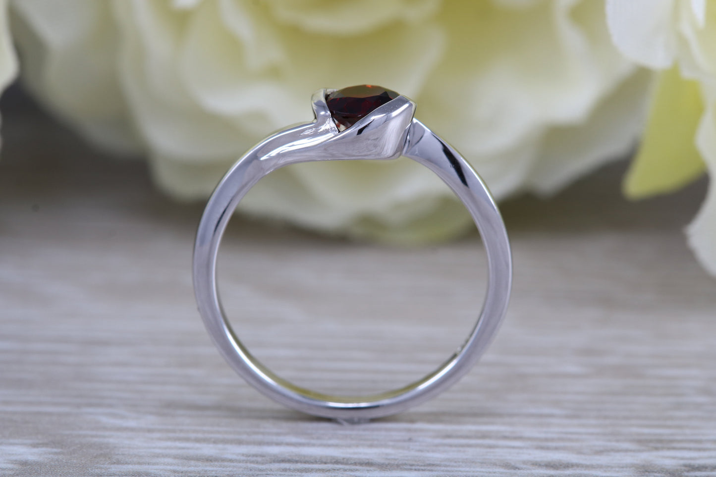 Sterling Silver January Real Garnet Birthstone Ring