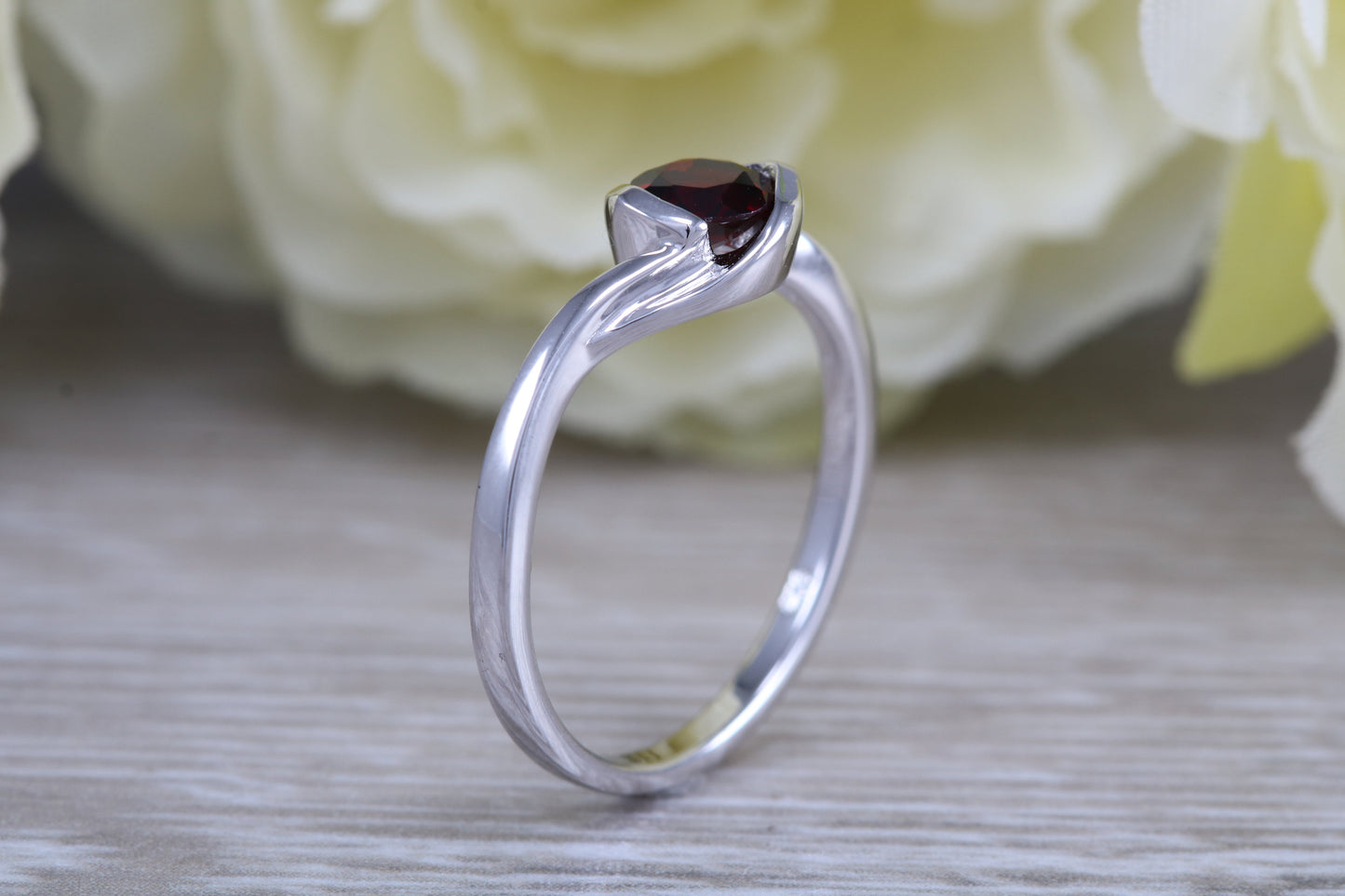 Sterling Silver January Real Garnet Birthstone Ring
