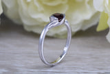 Sterling Silver January Real Garnet Birthstone Ring