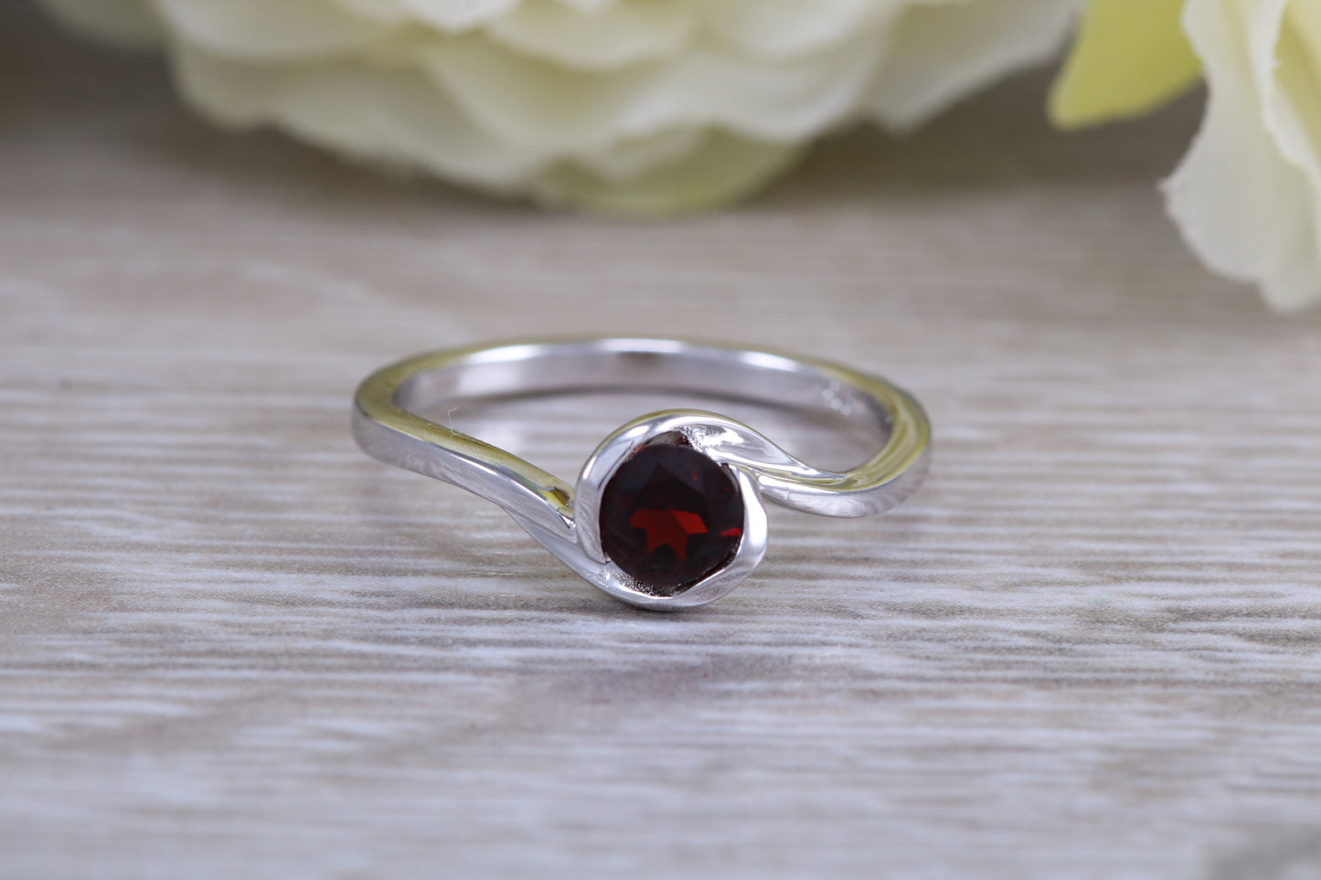 Sterling Silver January Real Garnet Birthstone Ring