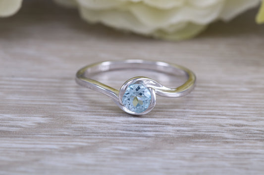 Sterling Silver December Real Blue Topaz Birthstone Ring