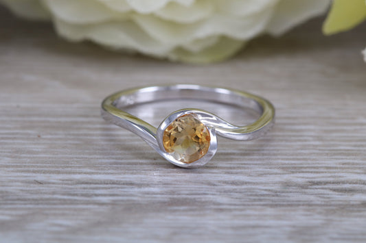 Sterling Silver November Real Citrine Birthstone Ring