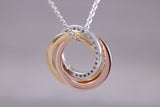 Sterling Silver Three Tone C Z set Necklace