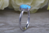 Very sparkly and fiery Opal solitaire, solid sterling silver ring further rhodium plated for that platinum look