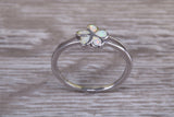 Opal daisy flower ring, solid sterling silver ring further rhodium plated for that platinum look