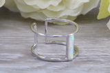 Opal dress ring, solid sterling silver ring further rhodium plated for that platinum look