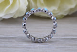 Very sparkly and fiery Opal full circle set ring, solid sterling silver ring further rhodium plated for that platinum look