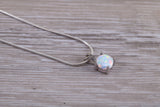 Sterling Silver Opal Solitaire Necklace