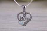 Silver Opal and C Z set Mom Necklace