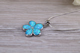 Silver Daisy Flower Opal Necklace