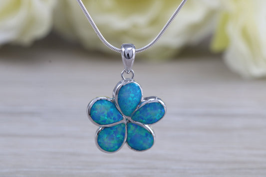 Silver Daisy Flower Opal Necklace