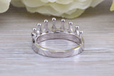 Fiery Blue Opal Crown ring, solid sterling silver ring further rhodium plated for that platinum look