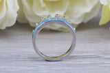Fiery Blue Opal Crown ring, solid sterling silver ring further rhodium plated for that platinum look