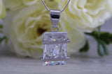 Large C Z set Sterling Silver Necklace