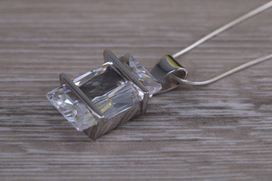 Large C Z set Sterling Silver Necklace