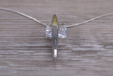 Large C Z set Sterling Silver Necklace