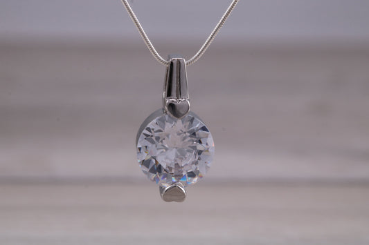 Sterling Silver C Z set Solitaire Necklace