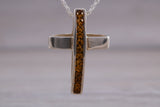 Sterling Silver Yellow C Z set Cross Necklace