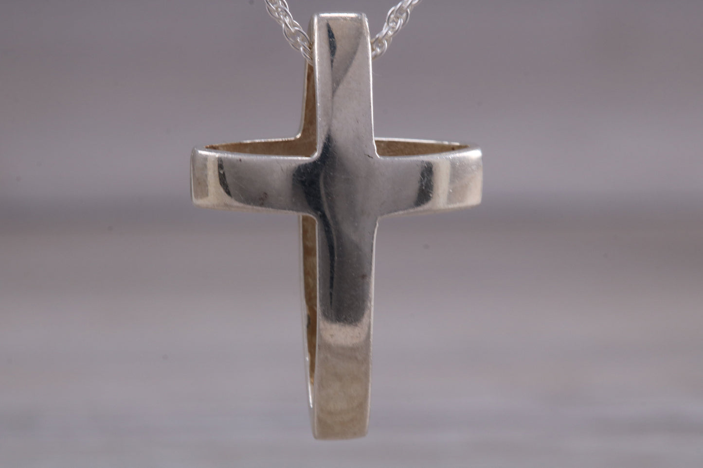 Sterling Silver Yellow C Z set Cross Necklace