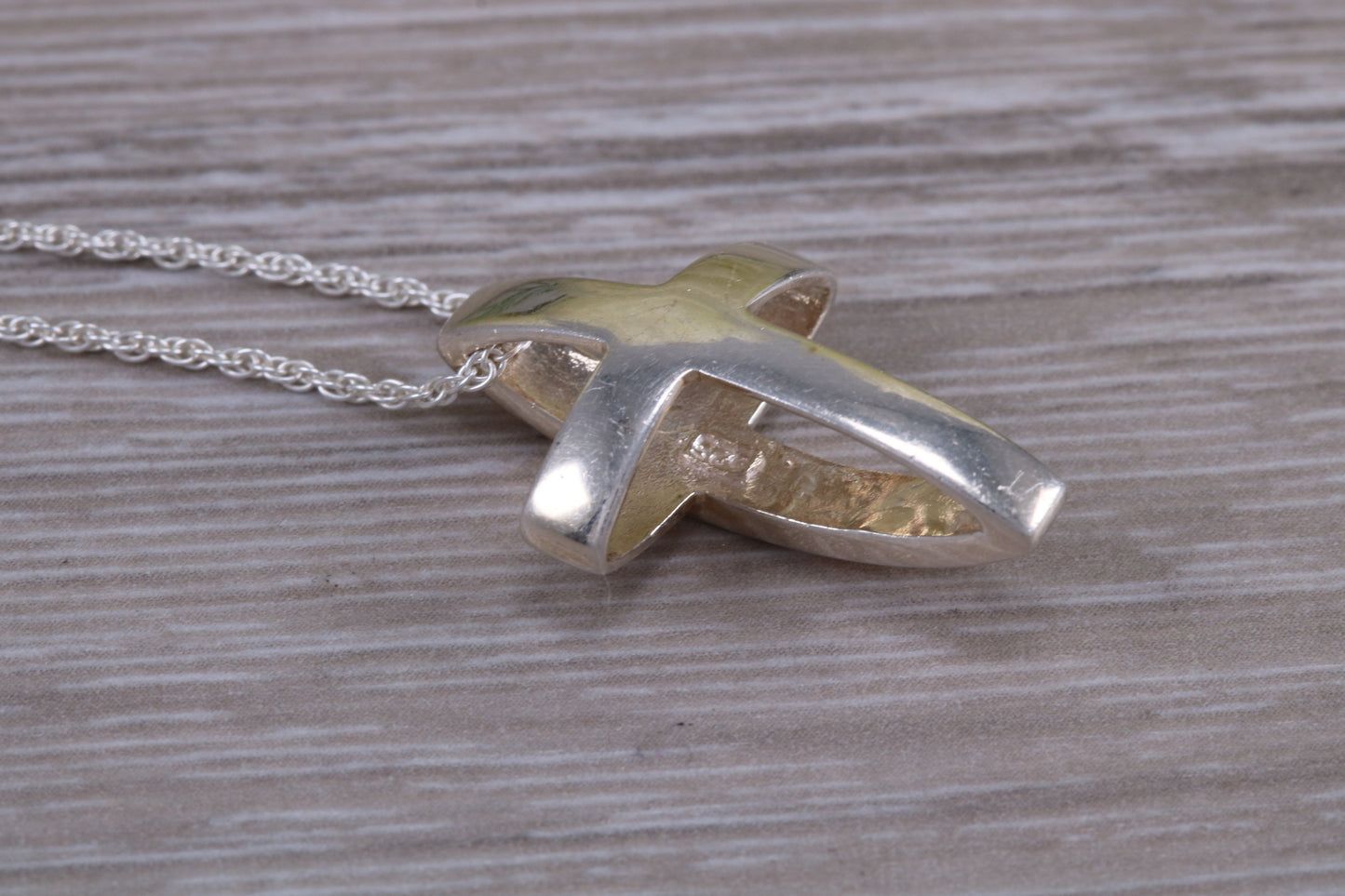 Sterling Silver Yellow C Z set Cross Necklace