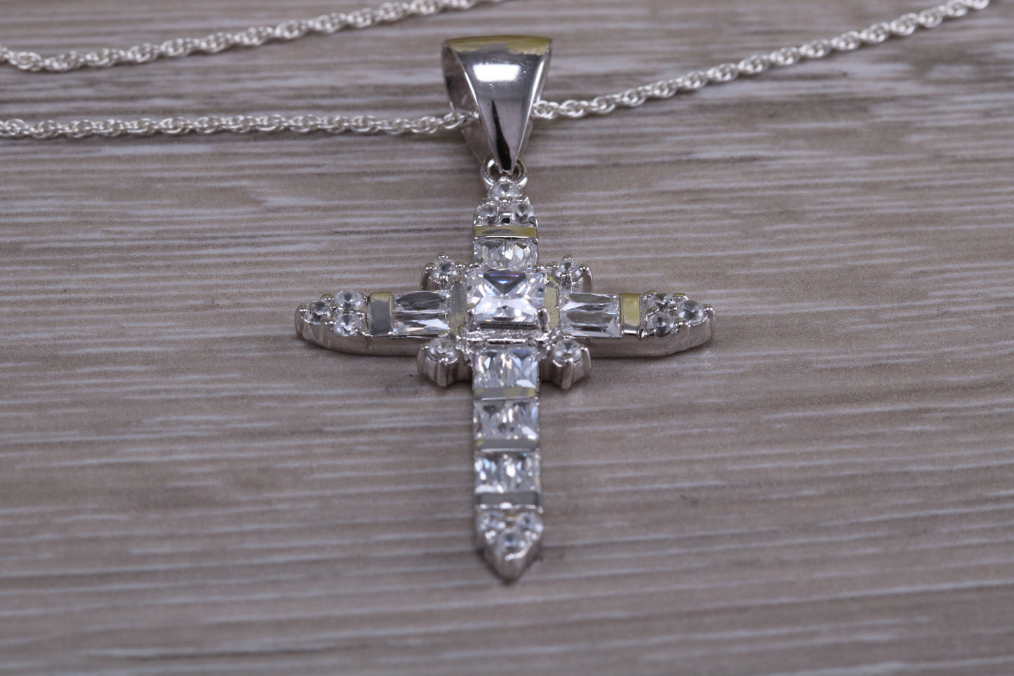 Sterling Silver C Z set Cross Necklace