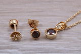 Sterling Silver Real Garnet Earrings and Matching Necklace