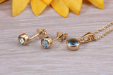 Sterling Silver Real Blue Topaz Earrings and Matching Necklace