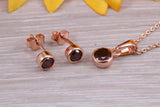 Sterling Silver Real Garnet Earrings and Matching Necklace