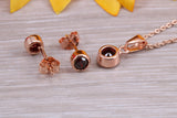 Sterling Silver Real Garnet Earrings and Matching Necklace
