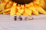 Sterling Silver Real Amethyst Earrings and Matching Necklace