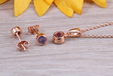 Sterling Silver Real Amethyst Earrings and Matching Necklace