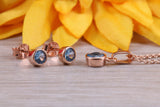 Sterling Silver Real Blue Topaz Earrings and Matching Necklace