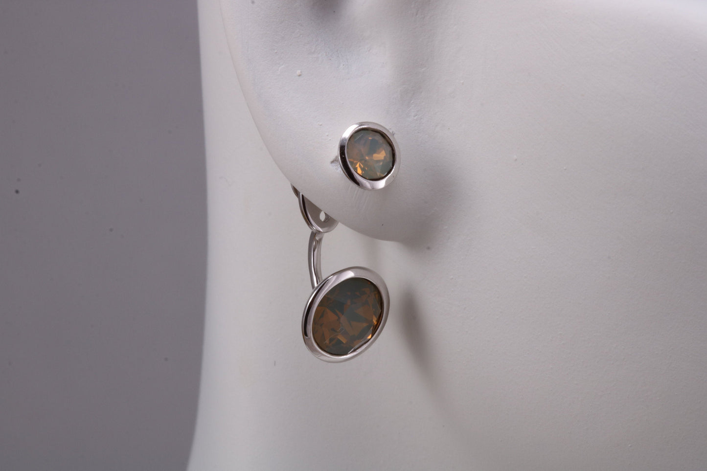 Sterling Silver Two in One Grey Opal Stud Earrings or Dropper Earrings