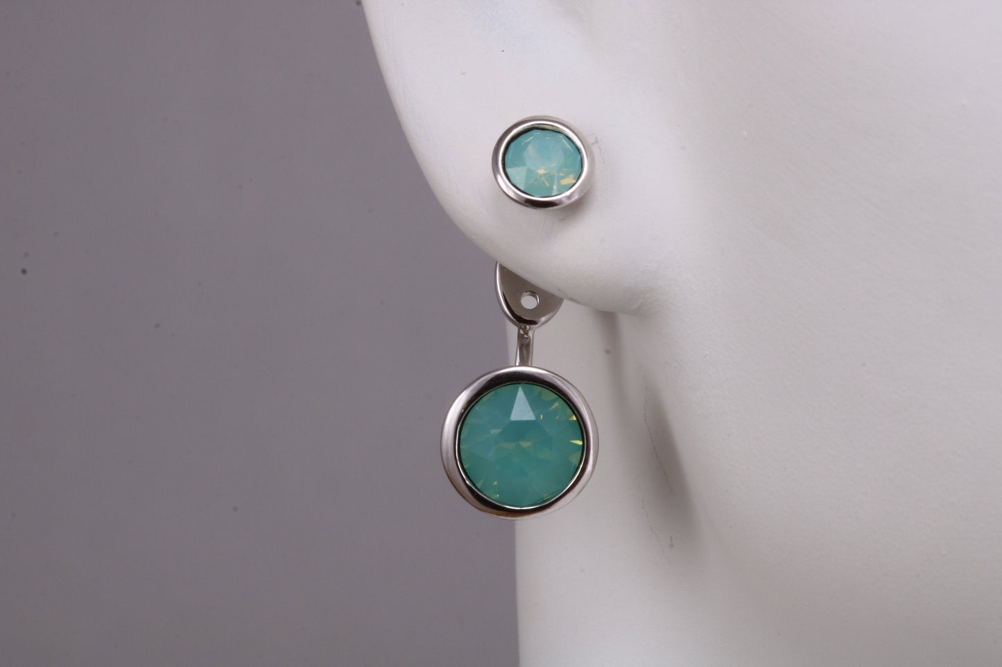 Sterling Silver Two in One  Air Blue Opal Stud Earrings or Dropper Earrings