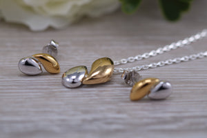 Sterling Silver Two Tone Set Earrings With Matching Necklace