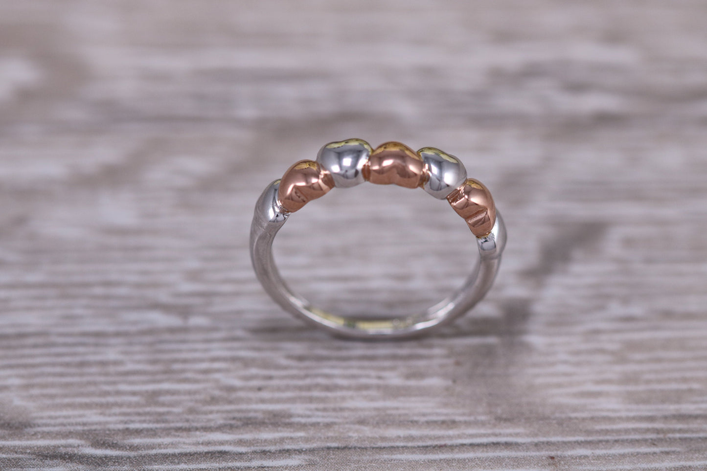 Love Hearts ring solid sterling silver with two tone 18ct gold plating. Perfect gift for any occasion