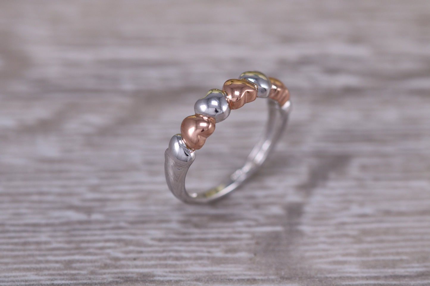 Love Hearts ring solid sterling silver with two tone 18ct gold plating. Perfect gift for any occasion