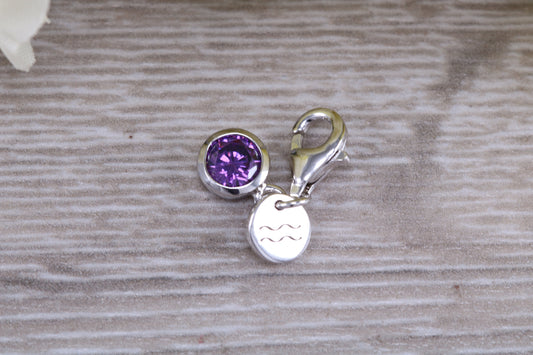 Sterling Silver February Amethyst Birthstone Charm