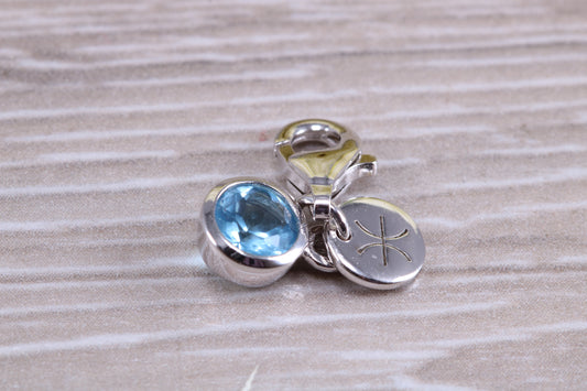 Sterling Silver Aquamarine Birthstone Charm