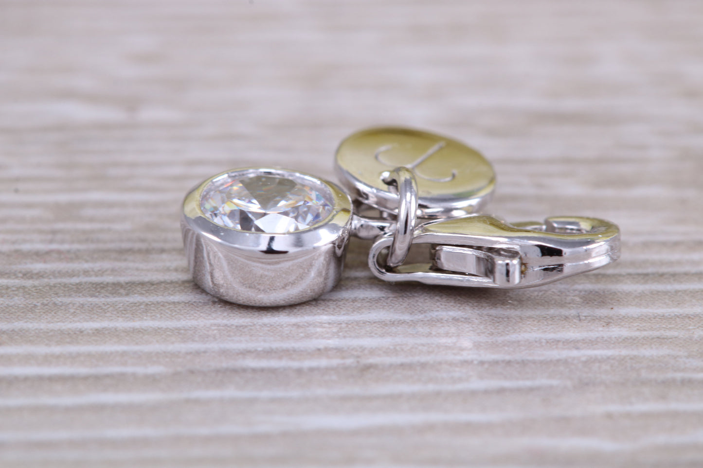 Sterling Silver April Diamond C Z Birthstone Charm