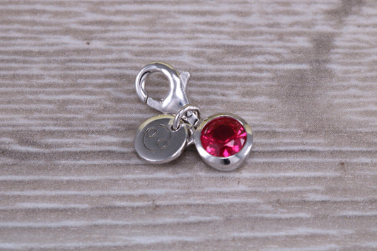 Sterling Silver July Ruby Birthstone Charm