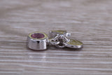 Sterling Silver October Pink Rose Birthstone Charm