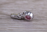 Sterling Silver October Pink Rose Birthstone Charm