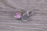 Sterling Silver October Pink Rose Birthstone Charm