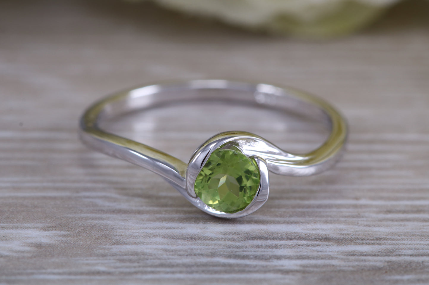 Sterling Silver August Real Peridot Birthstone Ring